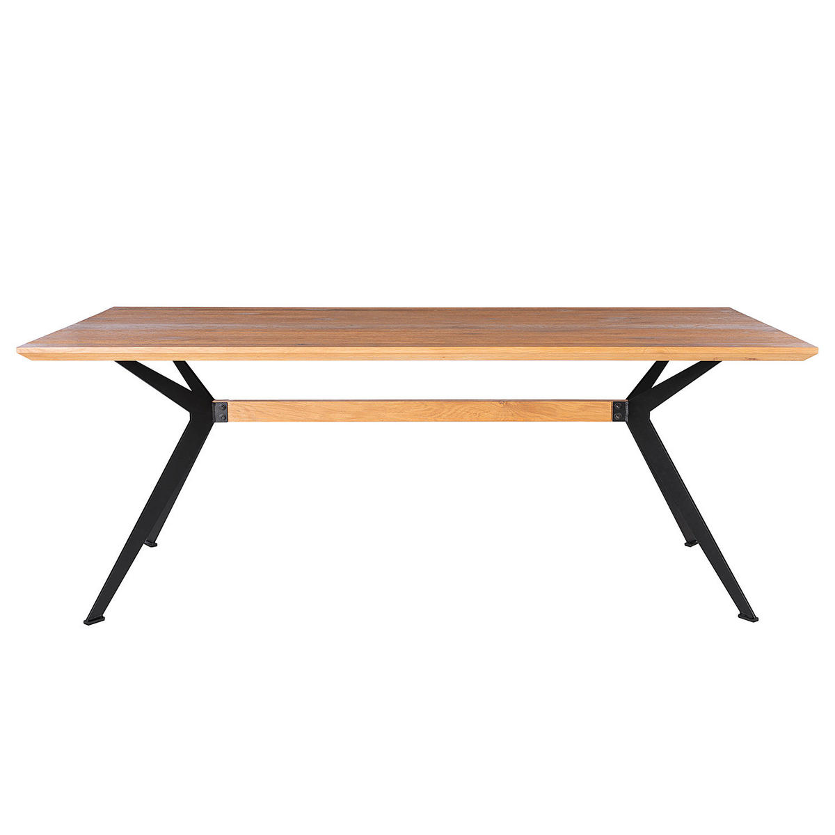 ESSTISCH - Zerreiche massiv / Eisen - Eichefarben, Holz (100/200/77cm) - home24