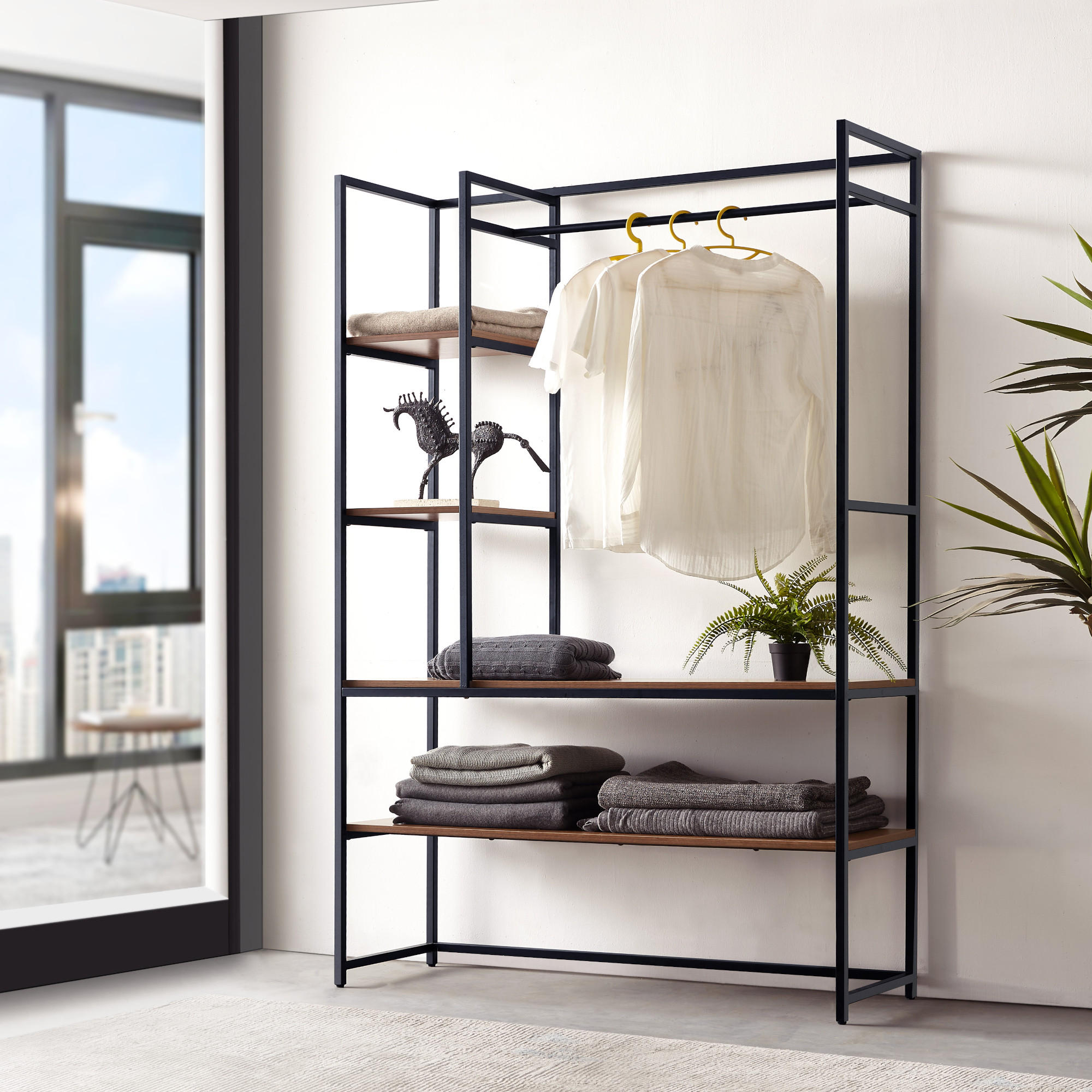 GARDEROBENSTÄNDER Horgau - Schwarz, Metall (120/180/40cm) - [en.casa]