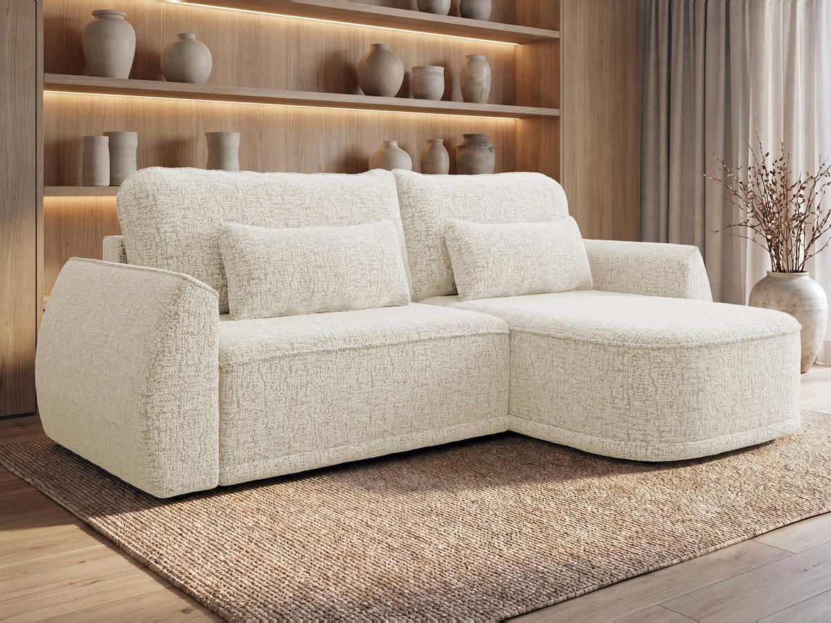 ECKSCHLAFSOFA Lorenzo - Creme/Schwarz, Holz/Kunststoff (260/165cm) - MIRJAN24