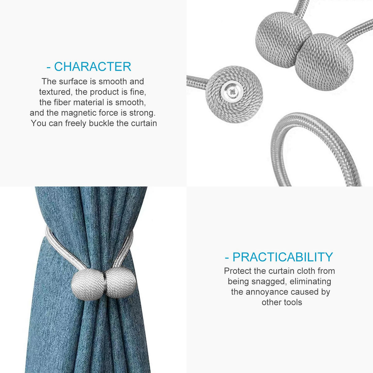 RAFFHALTER SET Gardinenklammer 40/3 cm (2-tlg.) - Grau, Kunststoff (3/3/41cm) - Intirilife