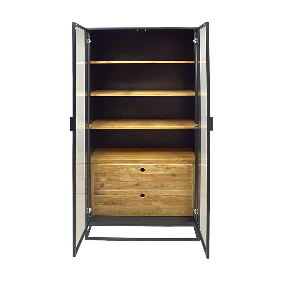 STANDVITRINE mit Massivholz CARLA - Eichefarben, Holz (100/180/45cm) - Rawood Furniture