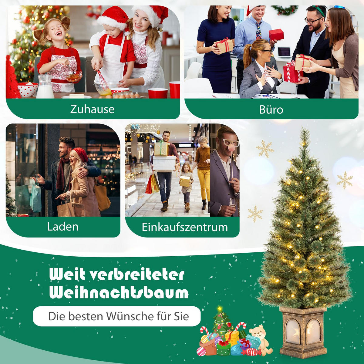 WEIHNACHTSBAUM Tannenbaum im Topf mit LEDs und Timer 120 cm grün - Grün, Kunststoff (120cm) - COSTWAY