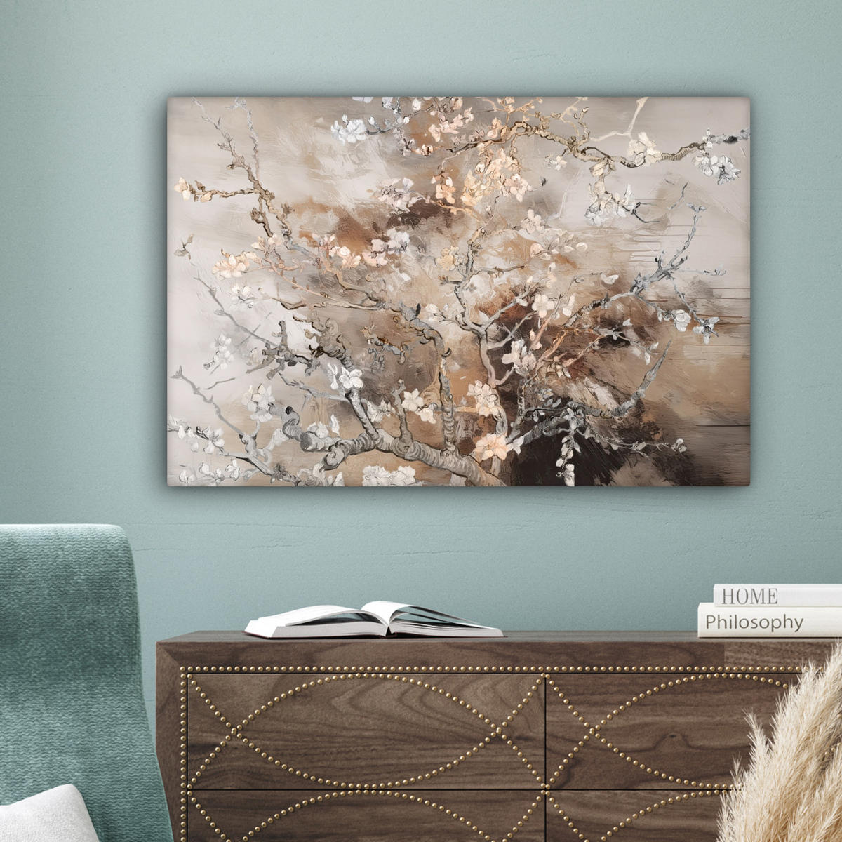 LEINWANDBILD Mandelblüte - Kunst - Van Gogh - Beige - Abstrakt Gemälde 60x40 cm - Braun, Textil (60/40cm) - MuchoWow