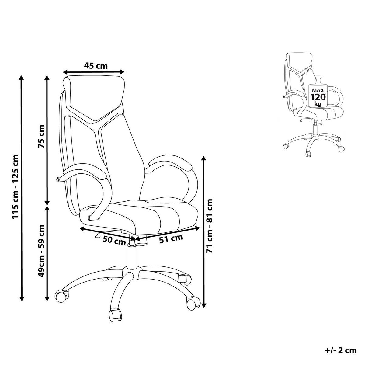 BÜROSTUHL Polyester Grau Formula - Grau, Kunststoff/Textil (63/115/72cm) - Beliani