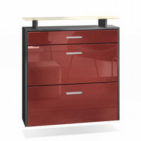SCHUHSCHRANK Malea Fronten in Bordeaux Hochglanz - Bordeaux, Holzwerkstoff (89/96/23cm) - Vladon