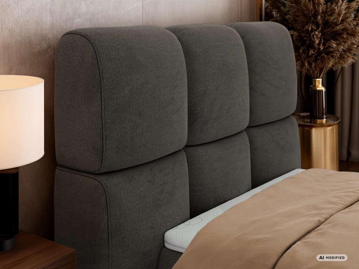 BOXBETT NIRA 90/200 - Dunkelgrau Velvet - Topper T25 - H4 - Dunkelgrau/Anthrazit, Kunststoff/Textil (90/200cm) - MKS