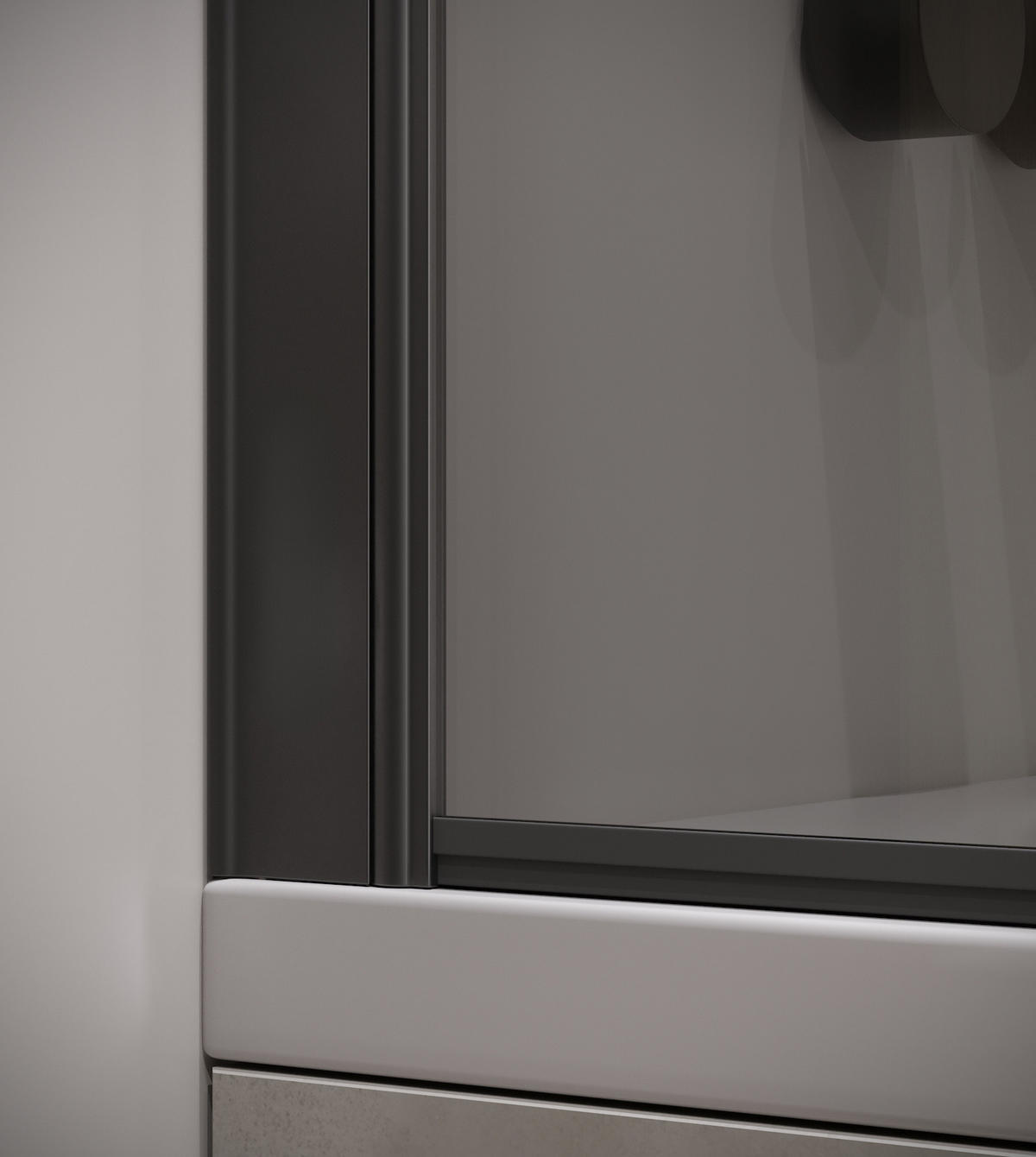 BADEWANNE Torino 1 Teil cm Schwarz mit Rauchglass - 60 x 140 cm - Schwarz, Glas (60/140cm) - Badplaats