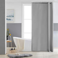 DUSCHVORHANG Hellgrau 180/200 cm Polyester Wasserabweisend Schimmelresistent mit 12 Haken - Grau, Kunststoff (180/200cm) - MCBOSON