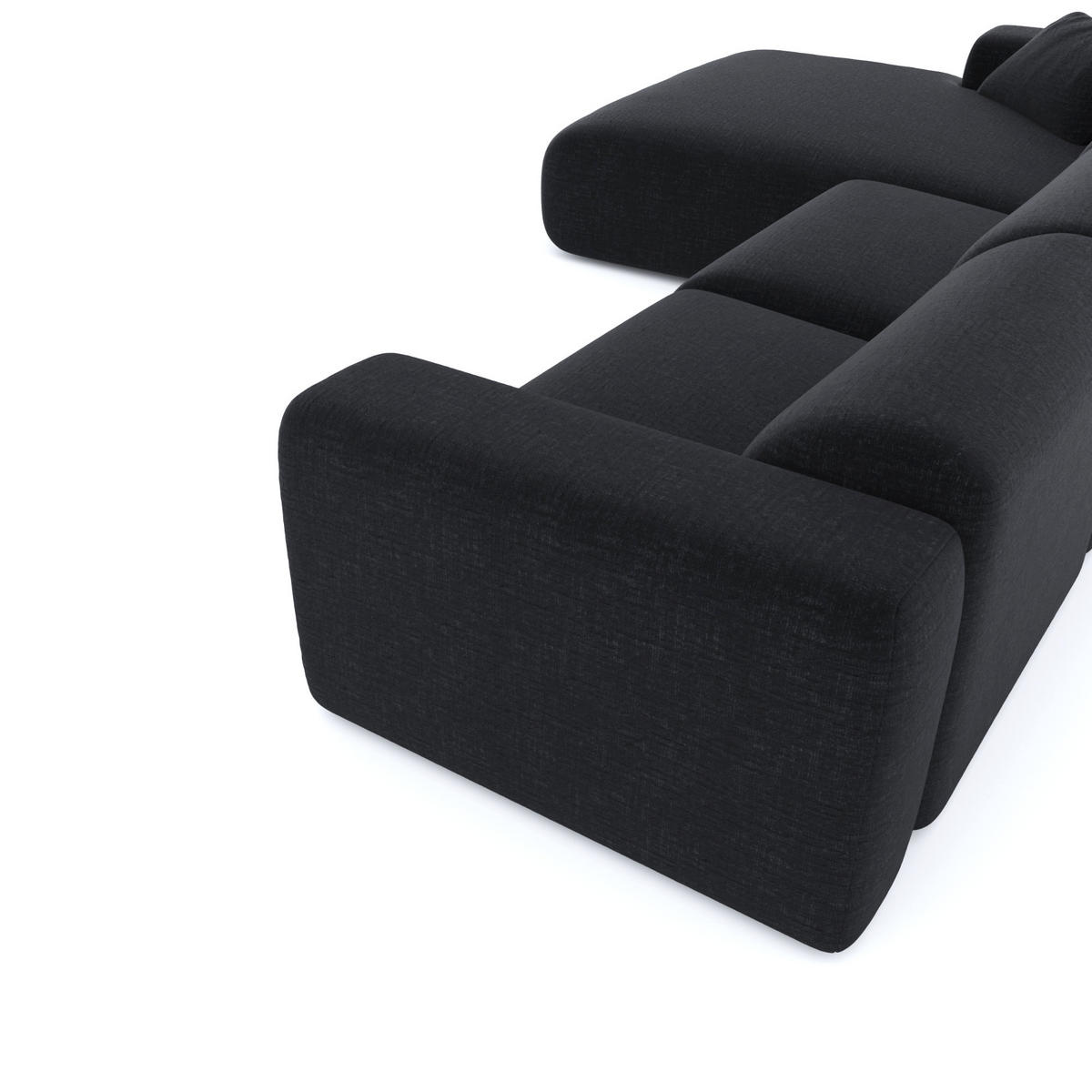 ECKSOFA LINKS Texturierter Samt Anthrazit 280cm - Dunkelgrau/Anthrazit, Textil (95/280cm) - Sia Home