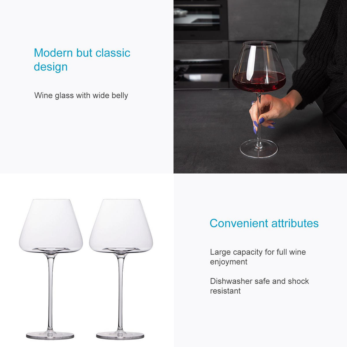 WEINGLÄSER 600 ml (4er Set) - Transparent, Glas (0.6L) - Intirilife