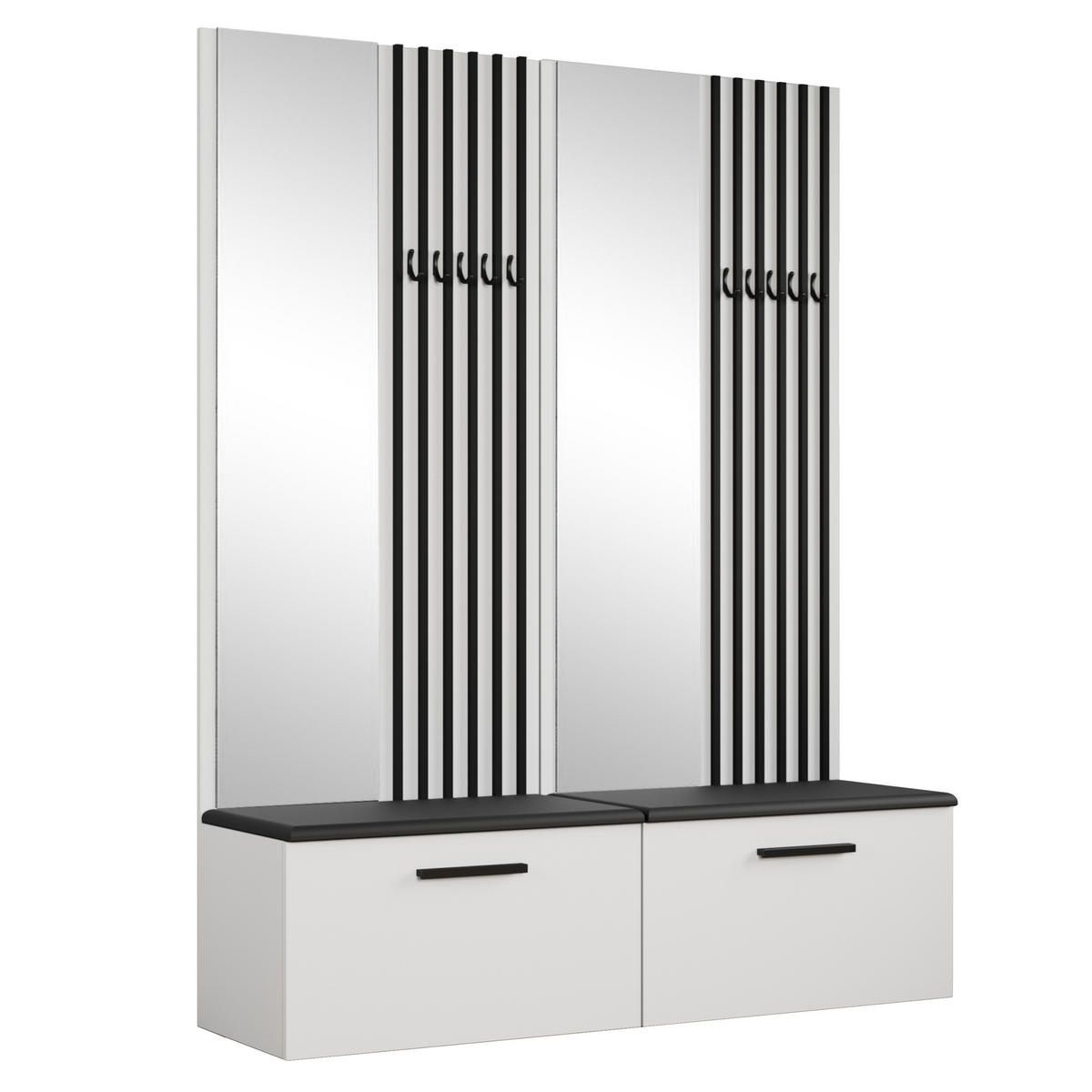 GARDEROBENSCHRANK MODULO 161,2/204/40 cm Modern Garderobe-Set Weiß - Schwarz/Weiß, Holzwerkstoff (161.2/204/40cm) - MASSENO