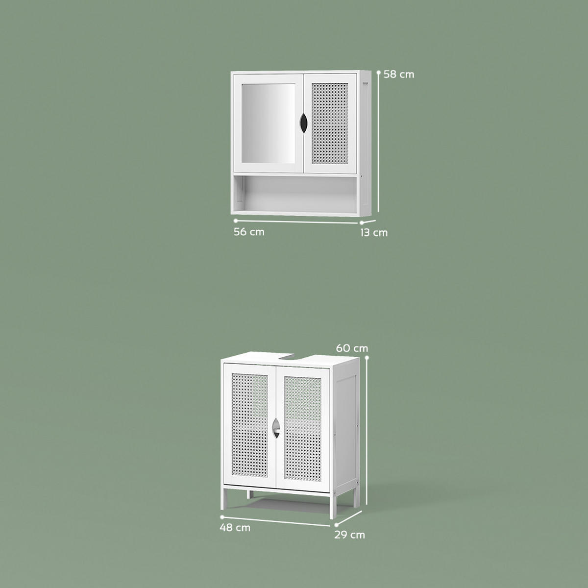 KOMPLET KOPALNIŠKEGA POHIŠTVA Mincio, Bela, 2-delni - bela, leseni material (50/60/29cm) - Livinity®