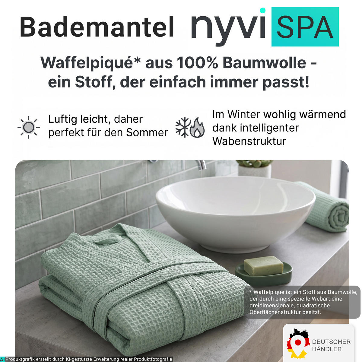 BADEMANTEL NYVISpa Waffelpique XXXL Anthrazit - Anthrazit, Textil (XXXLnull) - NYVI