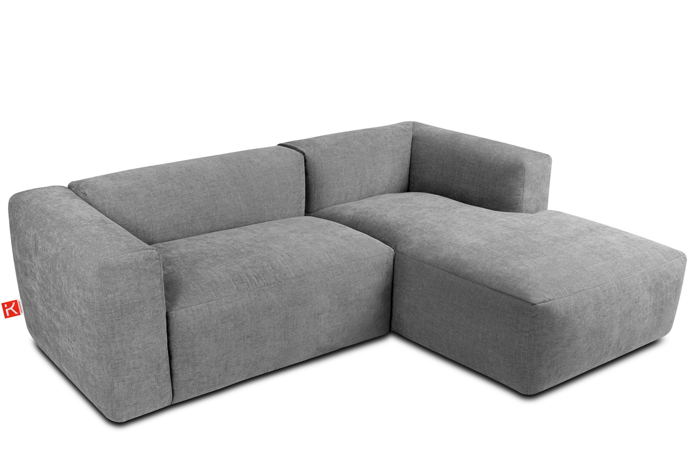 ECKMODULSOFA-RECHTS BUFFO 3/4 Sitzer mit extrem weicher Sitzfläche, Gewebestoff, hell aschfahl - Hellgrau, Textil (237/180cm) - KONSIMO®