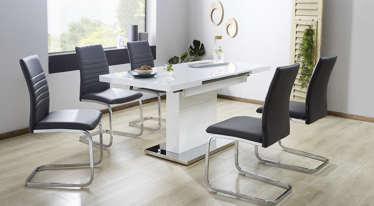 Carryhome Esstisch Weiß Hochglanz