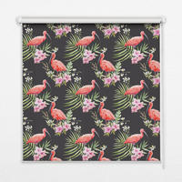VNÚTORNÁ roleta - okenná roleta - roleta - 80x180 cm - Plameniaky na rastlinách - pink, plast (80/180/0.5cm) - TULUP