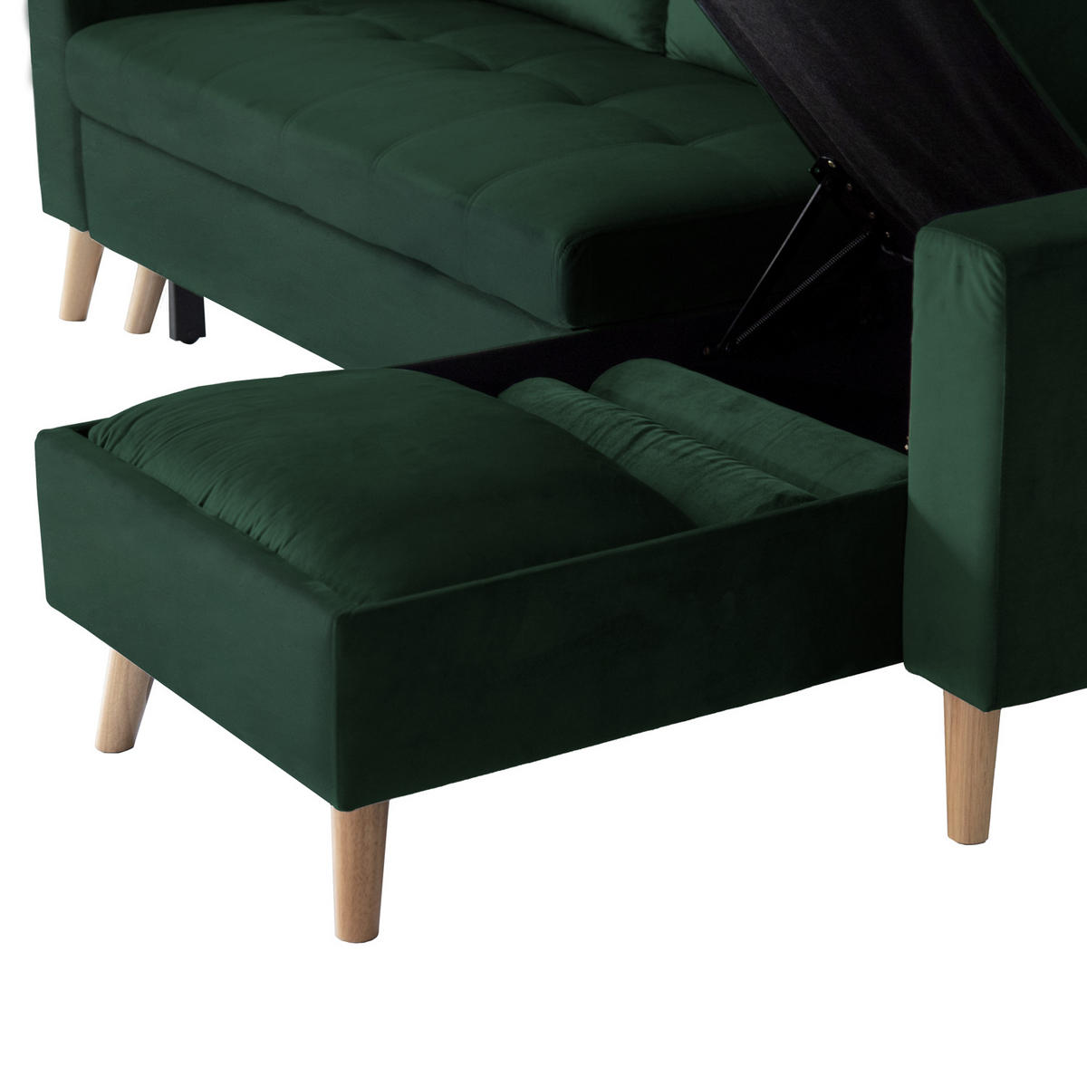 ECKSOFA JAMES GRÜN 3 PLÄTZE - Grün, Textil (145/225cm) - Happy Garden
