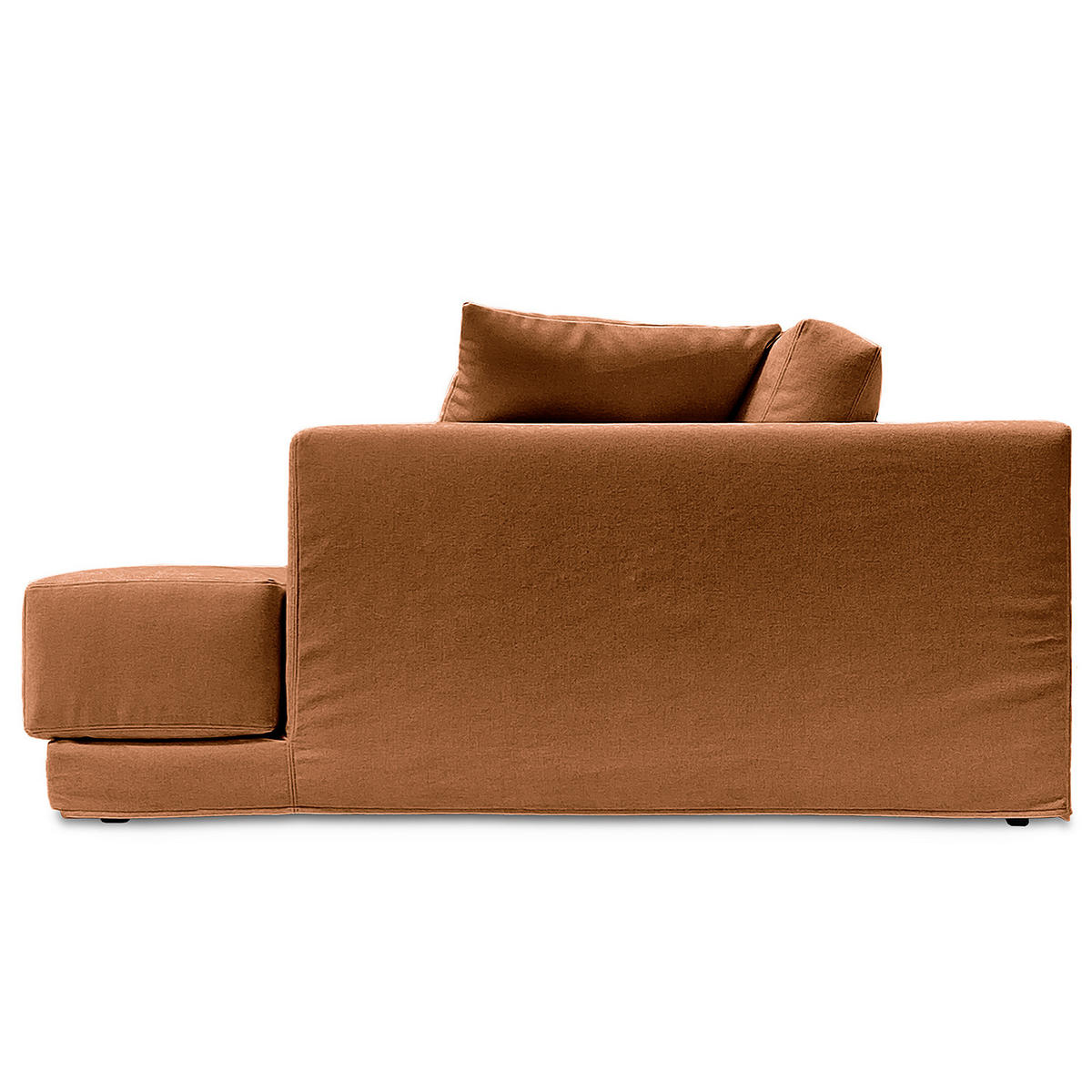 ECKSOFA mit Wechselbezug - Longchair, Webstoff - Schwarz/Kupferfarben, Kunststoff/Textil (260/155cm) - home24