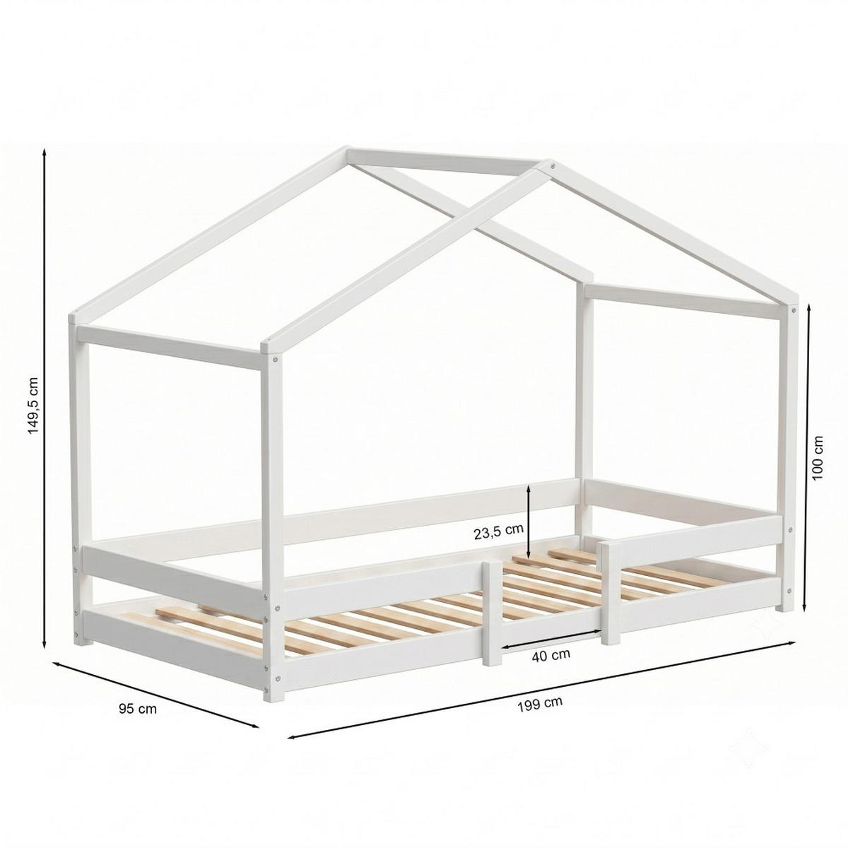 HAUSBETT INDIANA mit Lattenrost / Kinderbett 90x190 - Weiß - Weiß, Holz (90/190cm) - Weber Industries