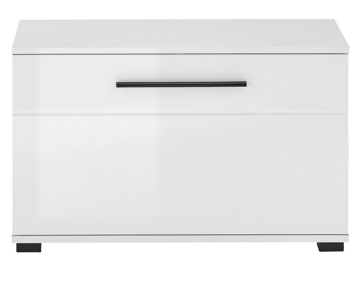 GARDEROBENBANK weiß Hochglanz 80 cm, Sitzbank mit Stauraum - Weiß Hochglanz/Schwarz, Holzwerkstoff/Kunststoff (80/50/40cm) - Furn.Design