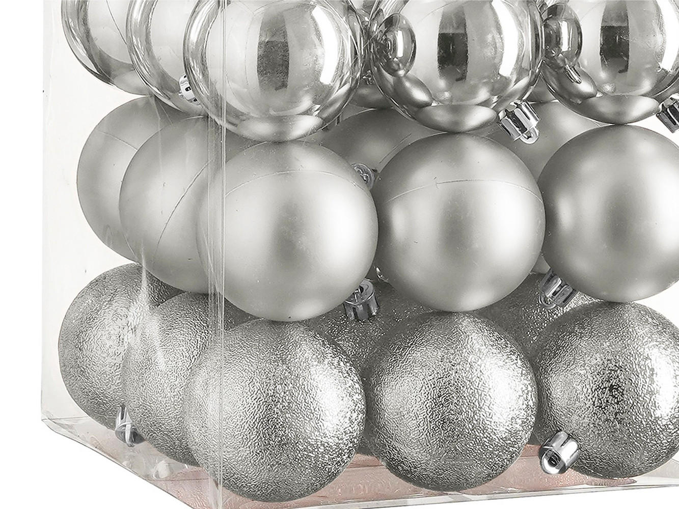 LAALU CHRISTBAUMKUGEL-SET 27 Stück Ornamente: rund silber mix 6 cm - Silberfarben, Kunststoff (35/35/35cm) - LAALU