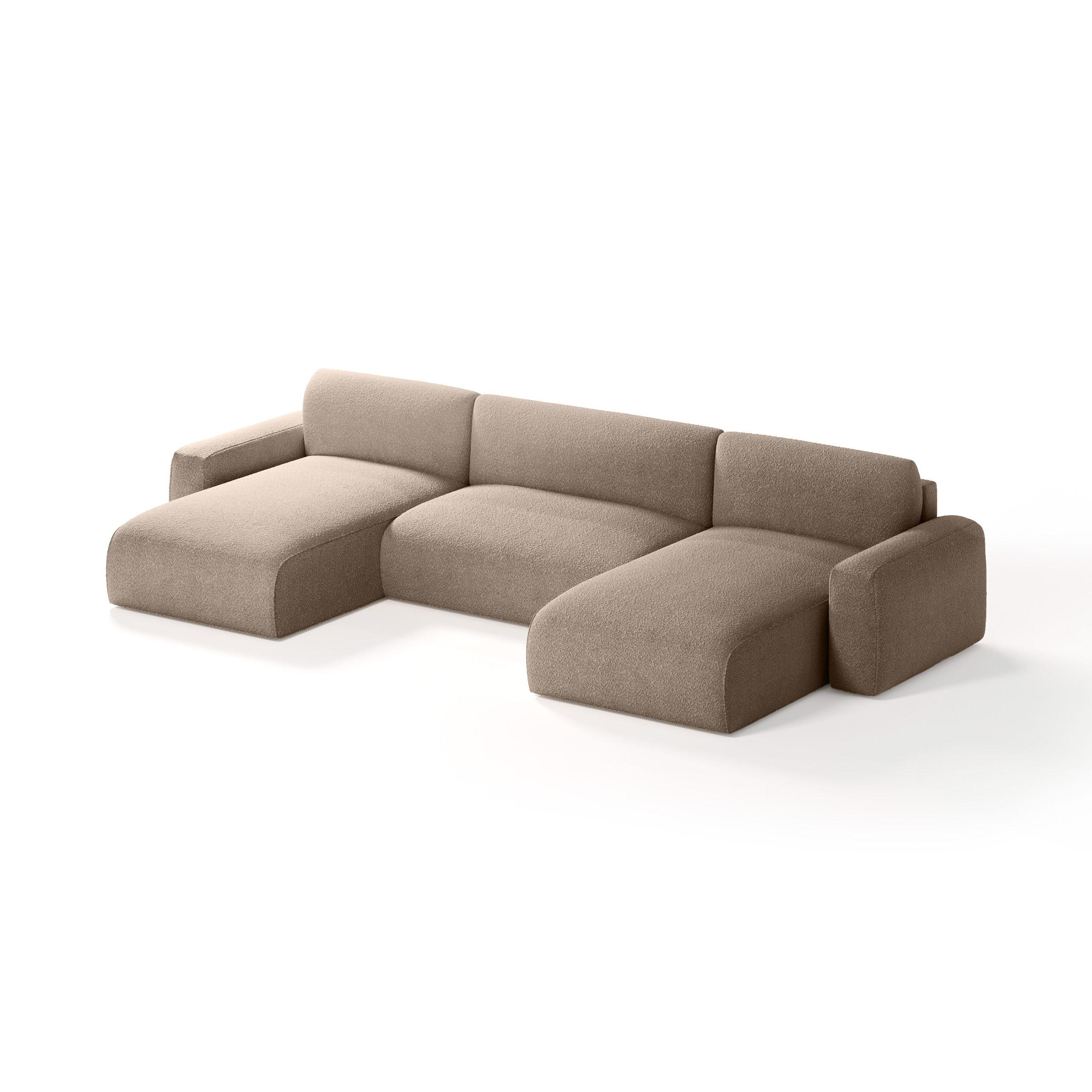 WOHNLANDSCHAFT aus Bouclé-Stoff Witsum U 8 Sitzer, Braun - Braun, Textil (185/70/398cm) - Meblito