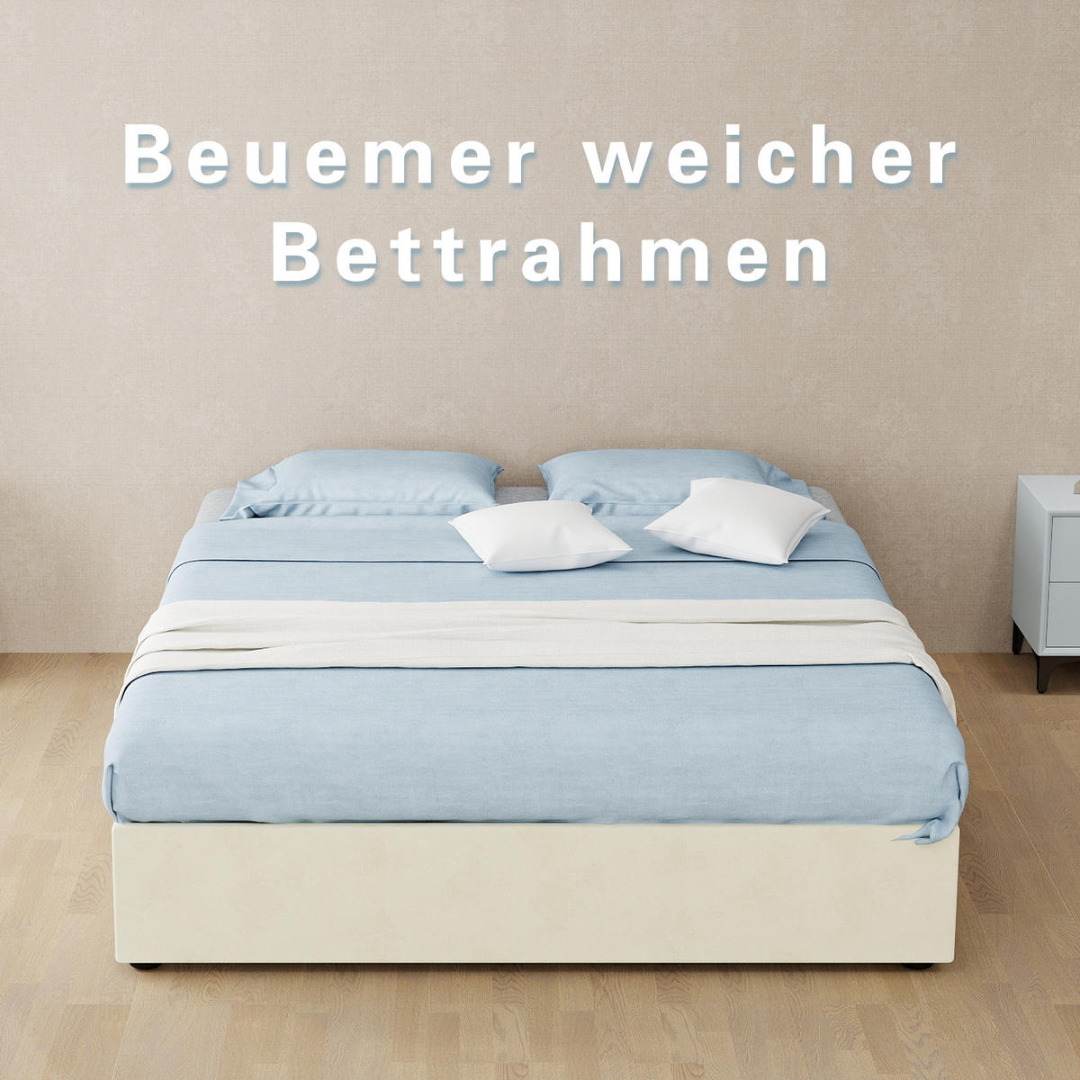 POLSTERBETT 140/200 cm in Beige Stoff mit Kopfteil - Beige, Holzwerkstoff/Textil (140/200cm) - STILVORA