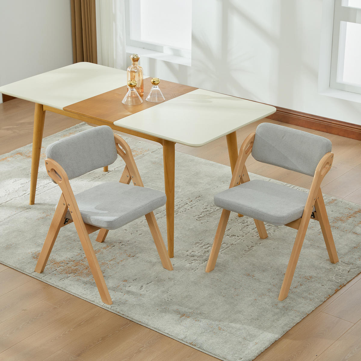 KLAPPSTUHL DE-36858 2er-Set mit Buchenholzgestell Grau - Grau, Holz (52/77/59cm) - ComfortXL