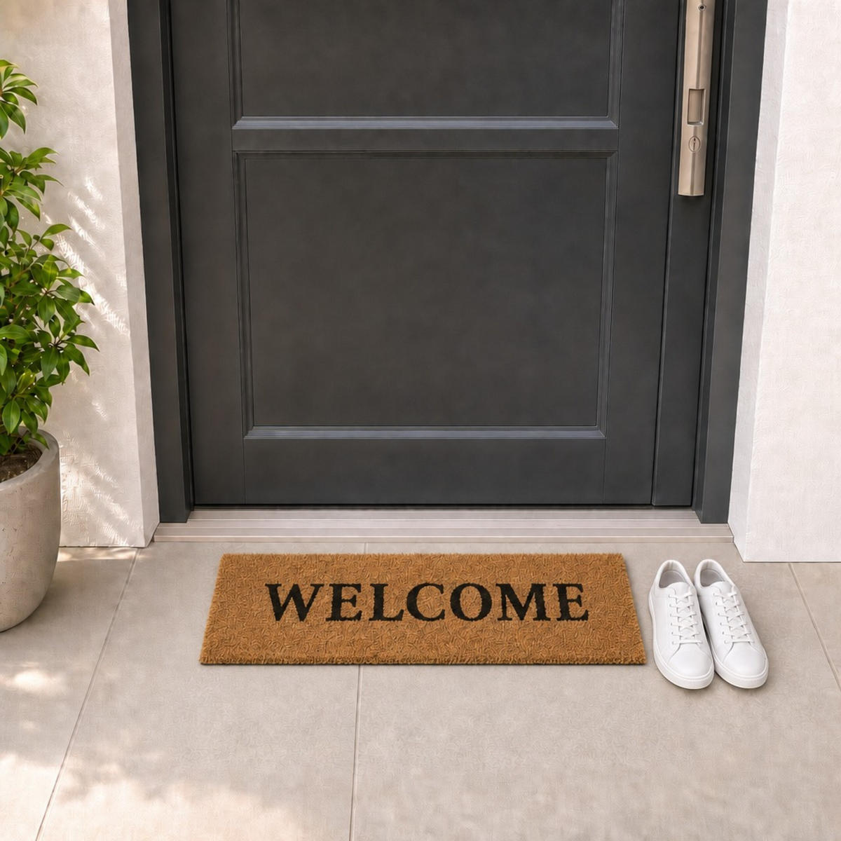 FUSSMATTE Natur Kokos WELCOME 75x25 cm - Hellbraun, Kunststoff/Textil (75/25cm) - Relaxdays