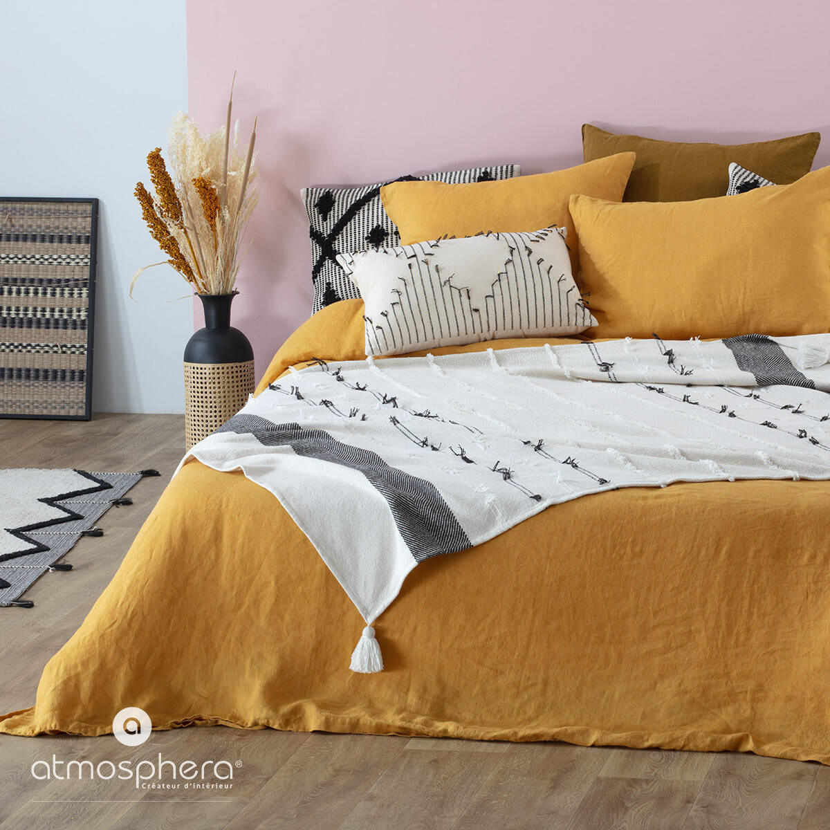 TAGESDECKE Tropi 130/180 cm - Multicolor, Naturmaterialien (130/180cm) - Atmosphera Createur d´interieur