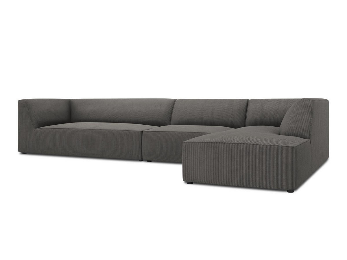 ECKSOFA rechts Ruby aus Cord dunkelgrau 5 Sitzplätze - Dunkelgrau, Textil (180/366cm) - Micadoni