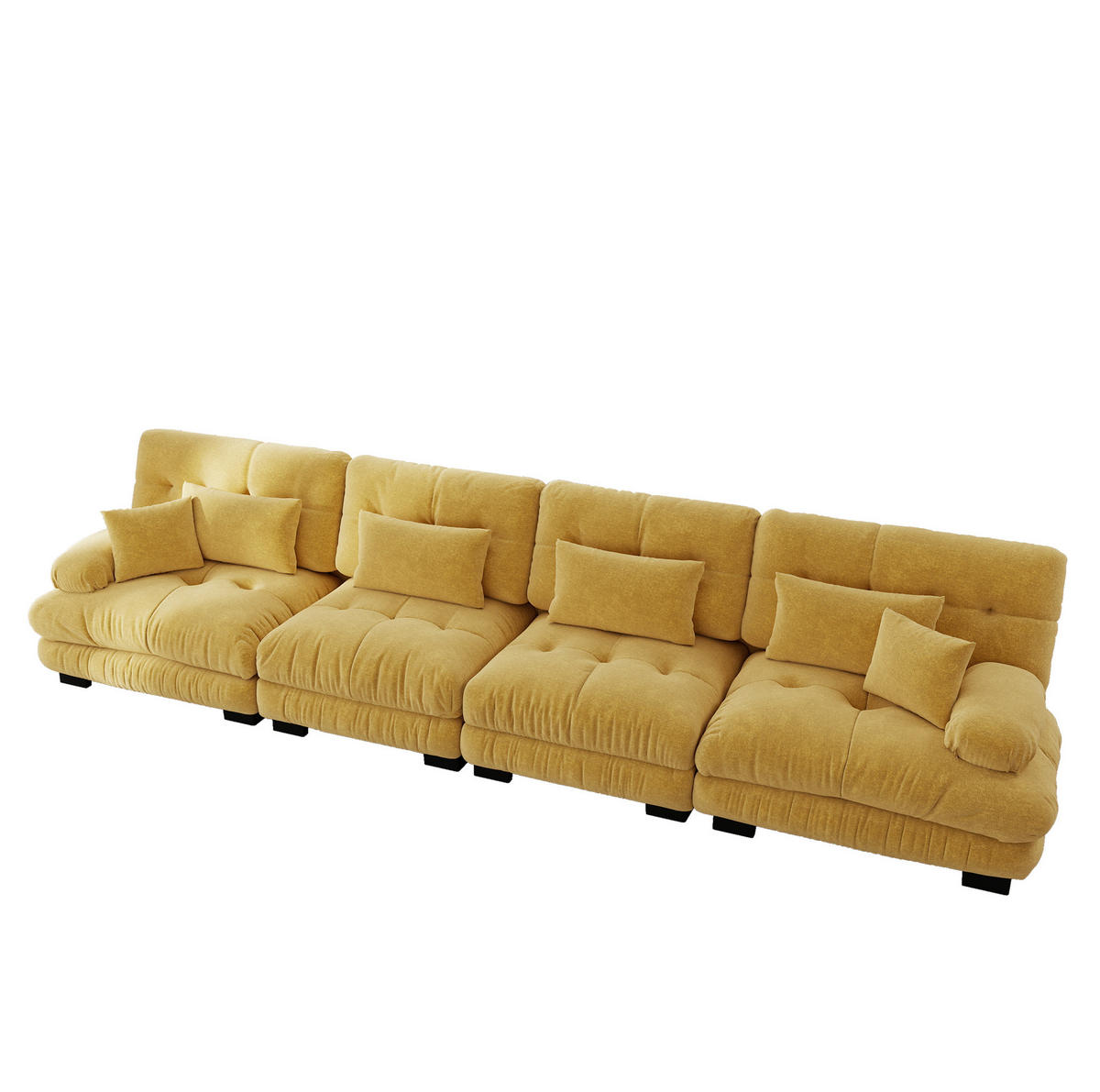 SOFA modulares Ecksofa 4-Sitzer Chenille Yellow - Gelb, Kunststoff (77/81/406cm) - Meubliv
