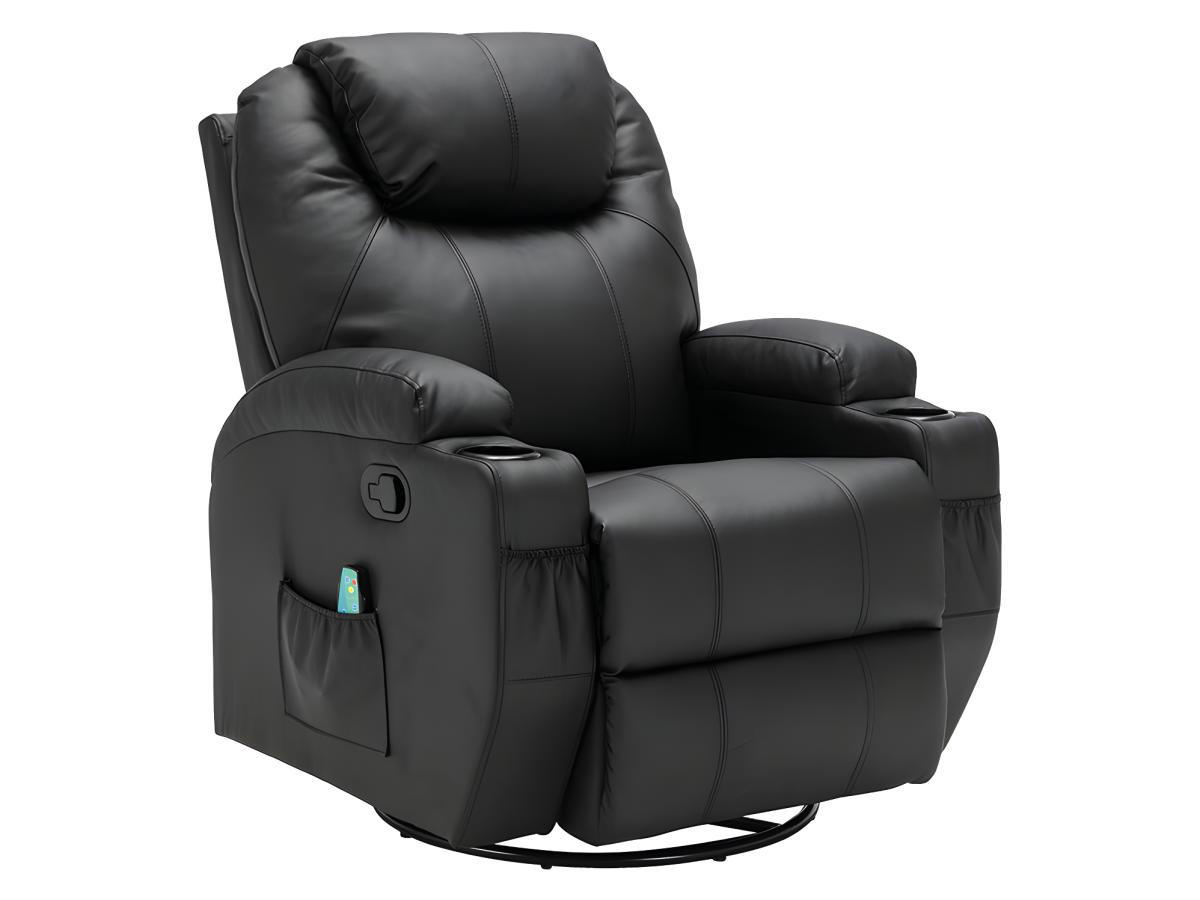 MASSAGESESSEL - Kunstleder - Schwarz - SILVANO - Schwarz, Leder (95/105/82cm) - Vente-Unique