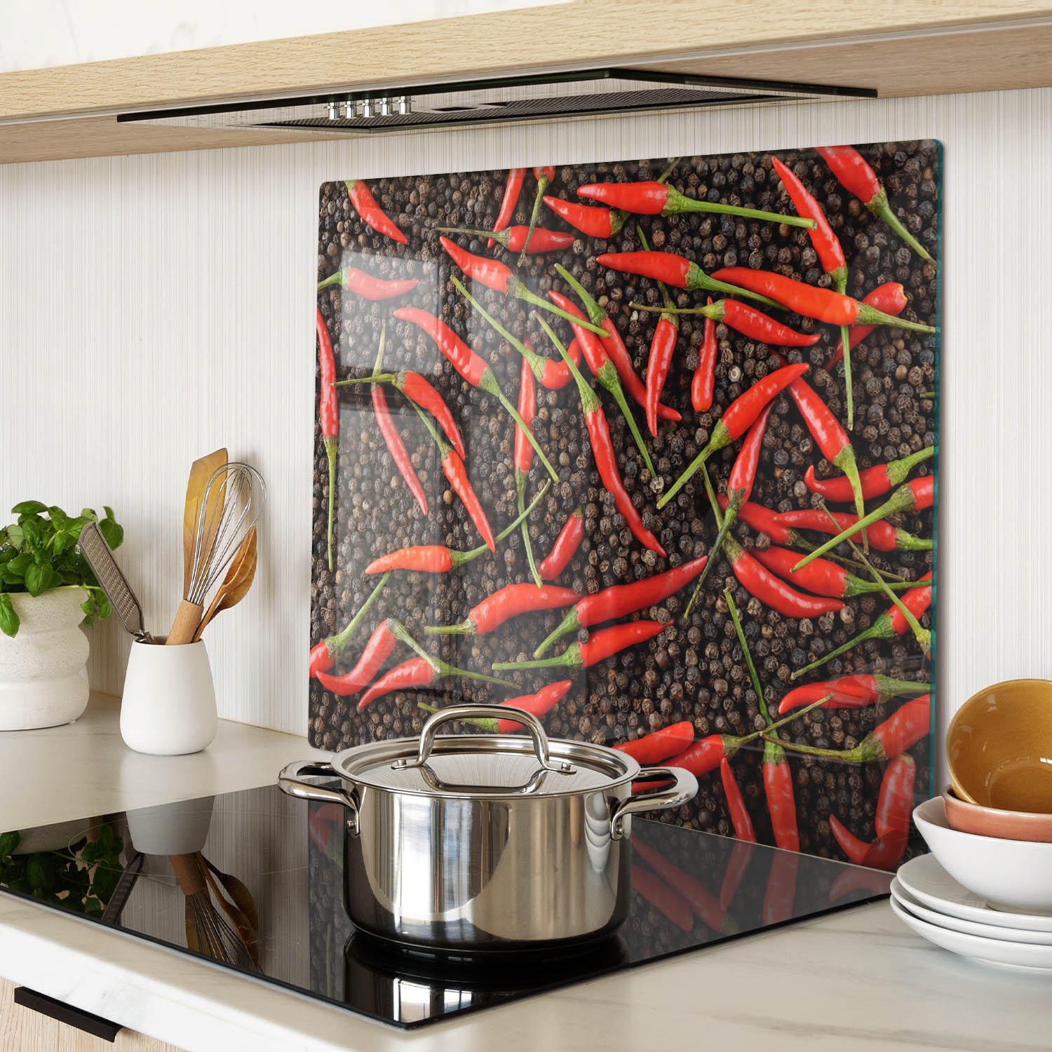 GLASPLATTE 60x52 cm Chilischoten - Rot, Glas (60/0.4/52cm) - TULUP