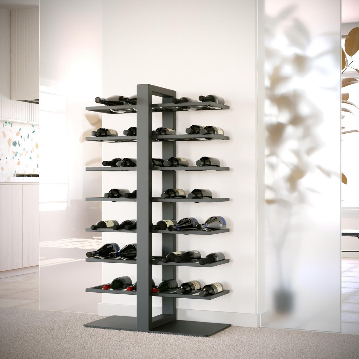 WEINREGAL Corse Metall,Schwarz, Für 70 Weinflaschen 140/80/30cm - Schwarz, Metall (30/140/80cm) - Metalo Pro