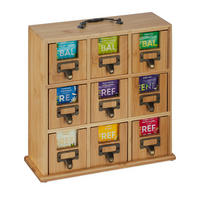 TEE-ORGANIZER - Hellbraun, Holz/Metall (30/29/11.5cm) - Relaxdays