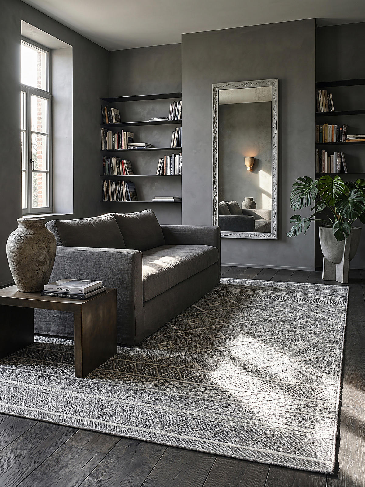 TEPPICH Flachgewebe ESERA Ethno-Rauten Polypropylen Grau 140 x 200 cm - Grau, Textil (140/200cm) - KADIMA DESIGN