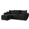 ECKSOFA MADISON Schwarz Plüsch-Stoff mit Schlaffunktion - Schwarz, Holz (246/143cm) - MASSENO