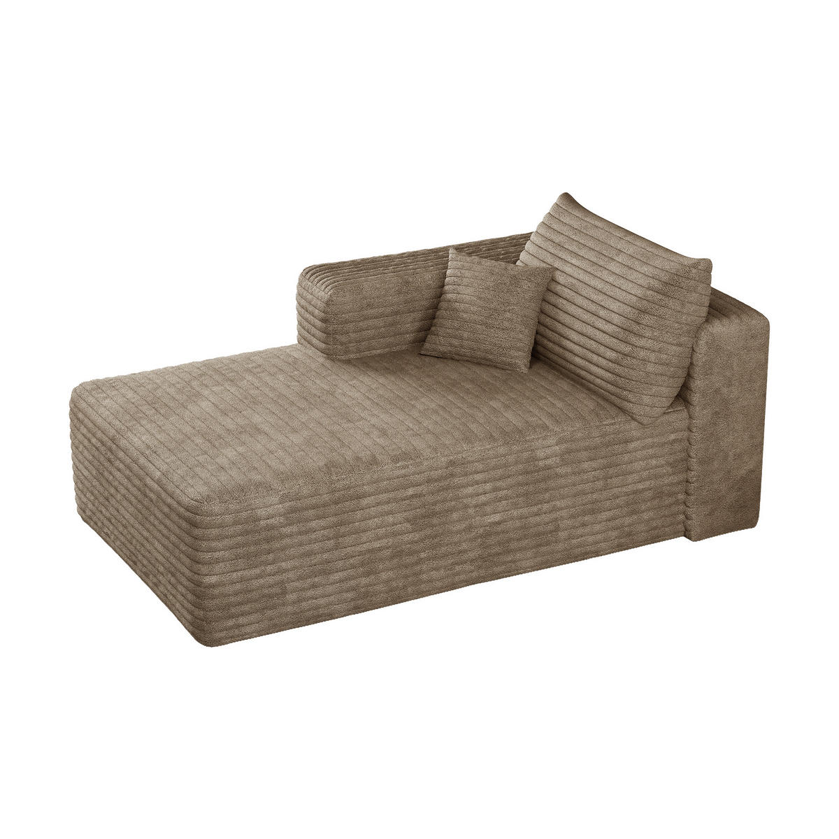 RÉCAMIERE DE-34736 rechte Chaiselongue mit Corduroy Kamel - Sandfarben, Textil (90/58/151cm) - ComfortXL