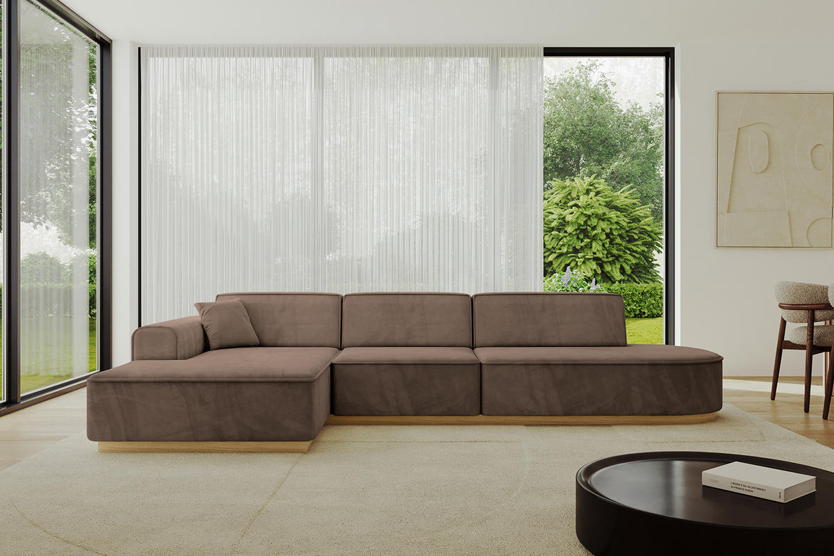 ECKSOFA Ottomane Links IREA-L2-v2 - 327x165x80 cm Braun - Braun, Holzwerkstoff/Textil (327/165cm) - ALTDECOR