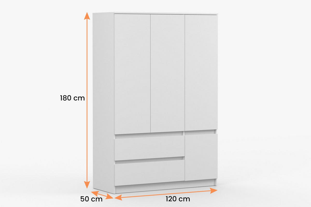 KINDERKLEIDERSCHRANK SIMO 01 120/180/50 cm in Weiß - Weiß, Holzwerkstoff (120/180/50cm) - Deine Möbel 24