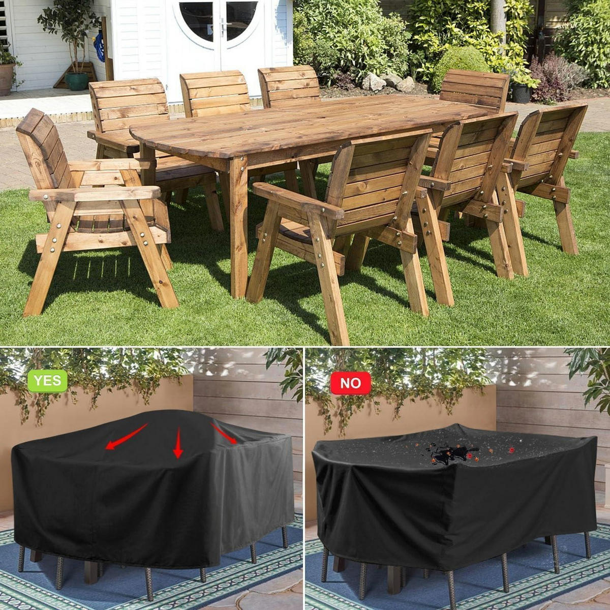GARTENMÖBEL Abdeckung Wasserdicht 230 x 130 x 100 cm - Schwarz, Kunststoff (130/100/230cm)