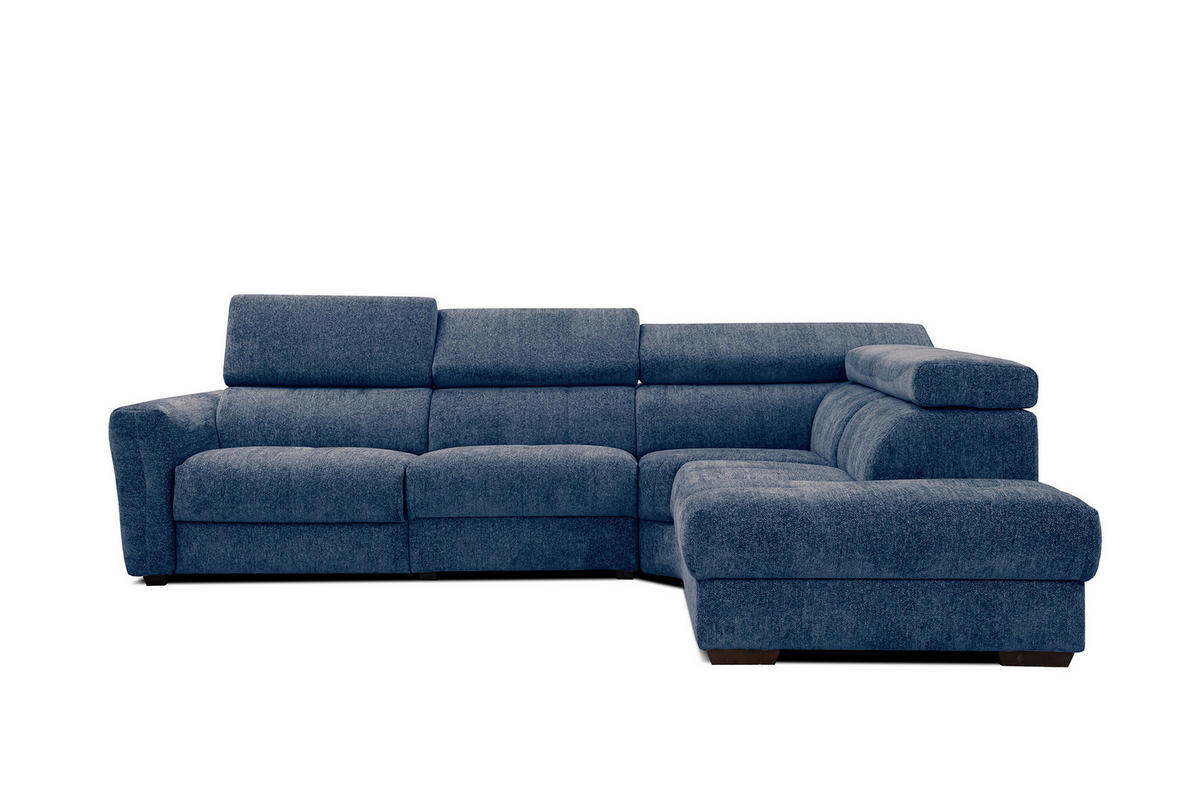 ECKSOFA CALVERA 5-Sitzer mit 1 Relaxfunktion, dunkelblau - Schwarz/Dunkelblau, Holzwerkstoff/Textil (297/239cm) - Courtois Laville
