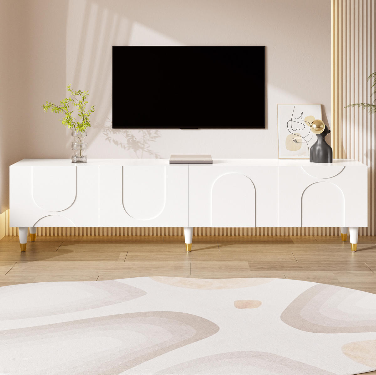 TV-SCHRANK mit 4 Türen 180 x 40 x 50 cm Weiß - Weiß, Holzwerkstoff (40/50/180cm) - Beauniv