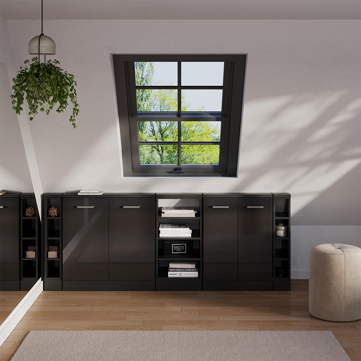 Schwarz Hochglanz, Holzwerkstoff (210/81.6/46cm) - Vicco