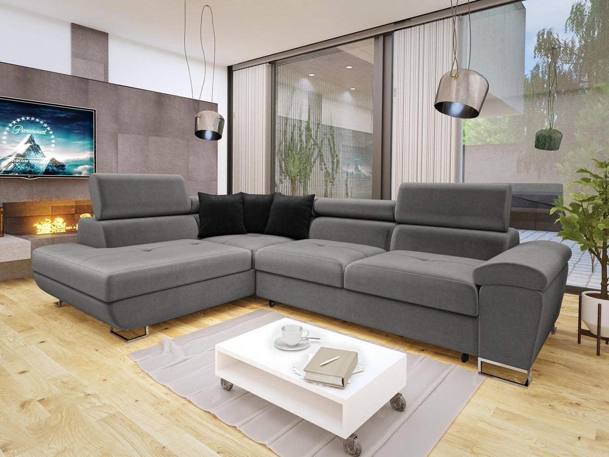 ECKSOFA Cotere, Seite: Links - Silberfarben, Holz/Textil (270/202cm) - MIRJAN24