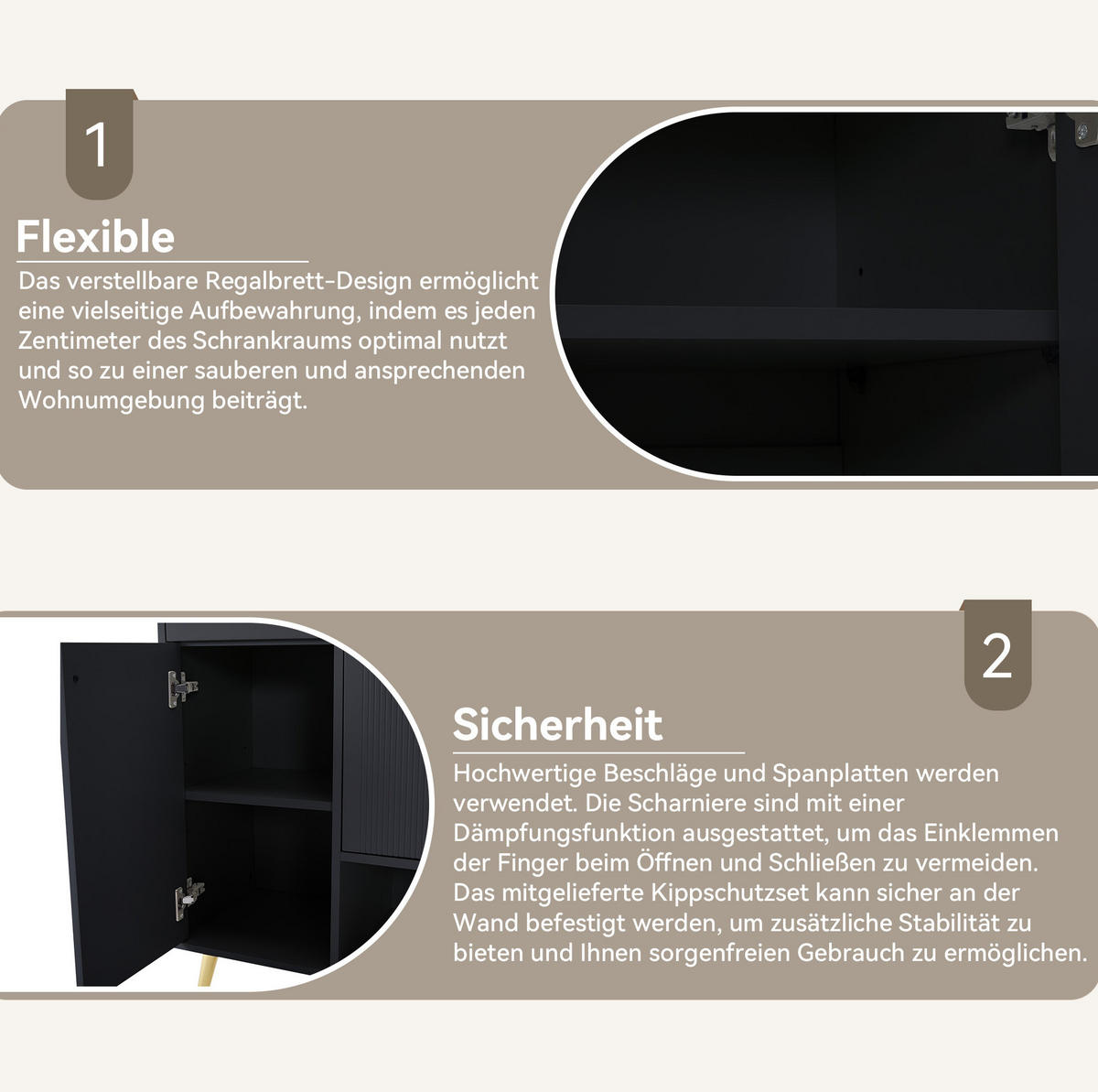 SCHUHSCHRANK 130/37/100 cm in Schwarz mit 2 Schubladen und 4 Türen - Schwarz, Holzwerkstoff (130/100/37cm) - BEAOK