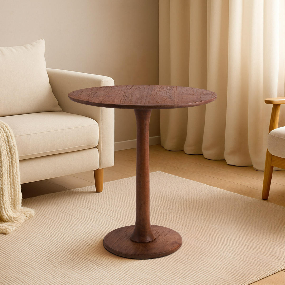 BEISTELLTISCH rund 70 cm Holz Braun - Braun, Holz (70/70/77cm) - CLP