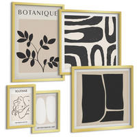 BILDER SET 5er Set - 50x50 cm & 20x30 cm & 40x60 cm Goldrahmen - Matisses stilvolle Pflanzenbilder - Goldfarben, Kunststoff (40/60cm) - TULUP