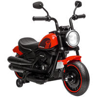 ELEKTRO-KINDERMOTORRAD DE-06249 mit Scheinwerfer und abnehmbaren Stützrädern Rot/Schwarz - Rot/Schwarz, Kunststoff/Metall (76/42/57cm) - ComfortXL